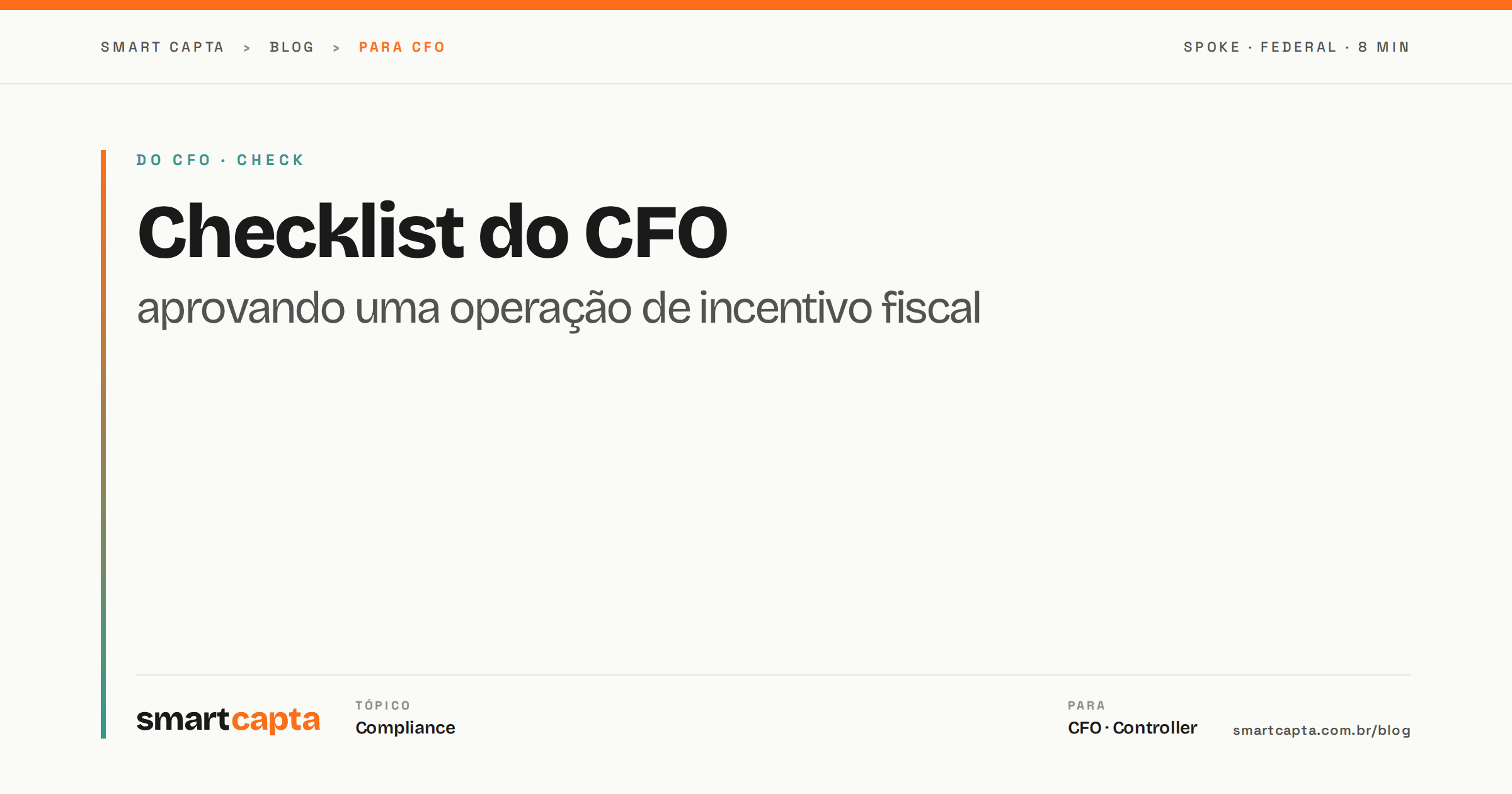 Checklist do CFO para operação de incentivo fiscal