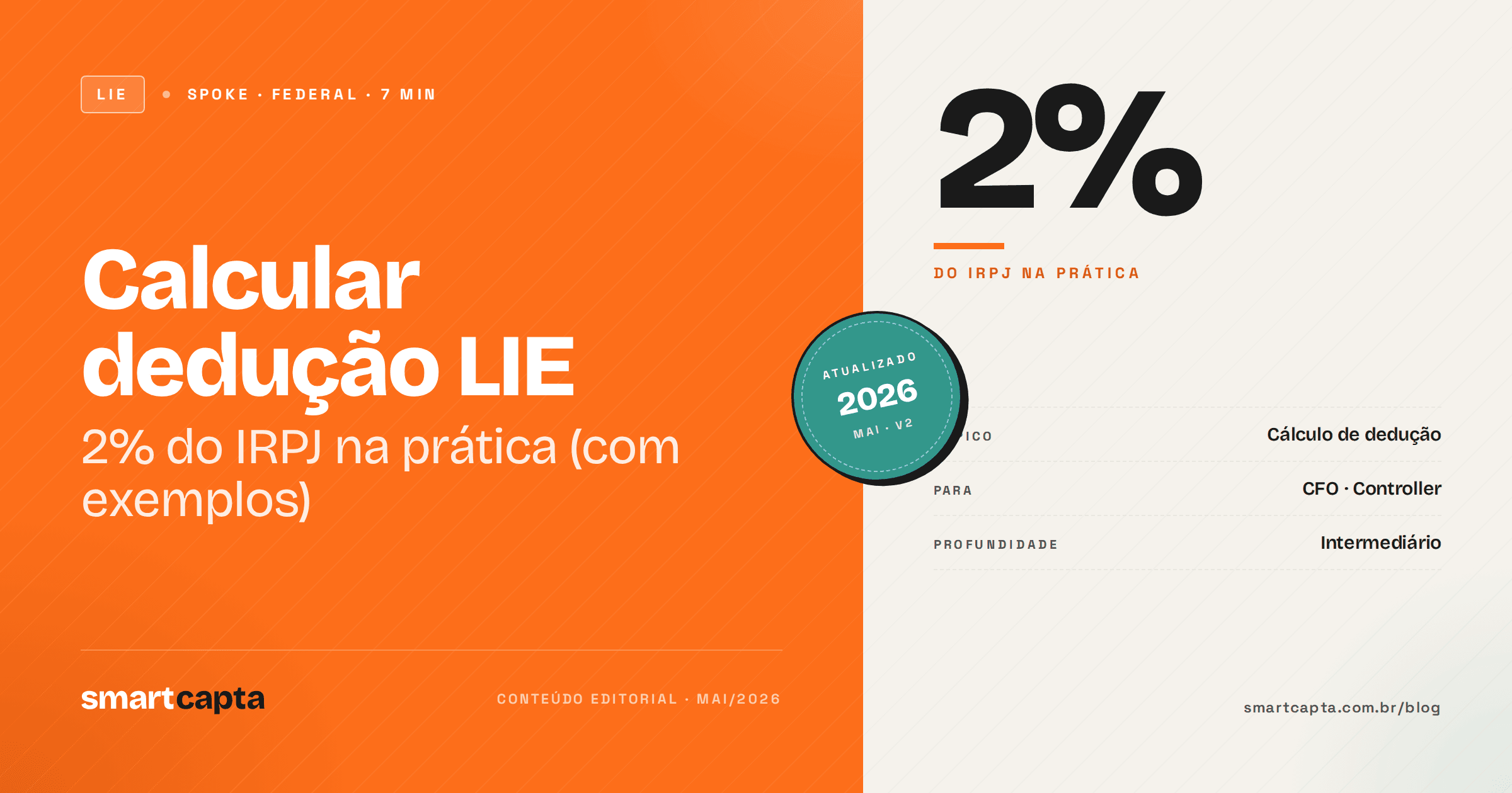 Cálculo de dedução LIE 2% do IRPJ